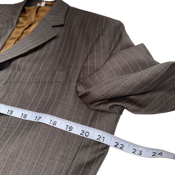 MICHAEL Michael Kors Mens Gray Tan Wool Pinstriped Blazer 40R Preppy Modern - Picture 5 of 9